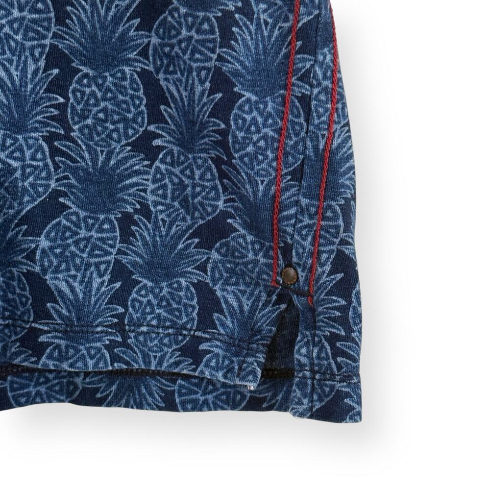 Tommy Bahama Polo Shirt Mens Large Blue Pineapple Print Brushed Cotton Stretch - Picture 3 of 7